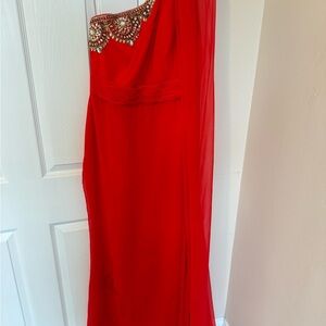 Marchesa Vibrant Red One-Shoulder Gown